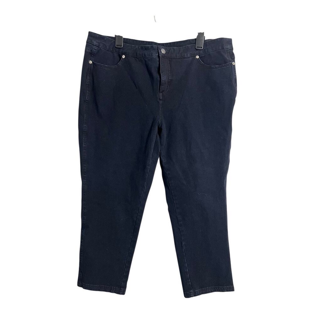 Isaac Mizrahi Live Womens Jeans 20W Petite plus Cropped Capri Dark Wash